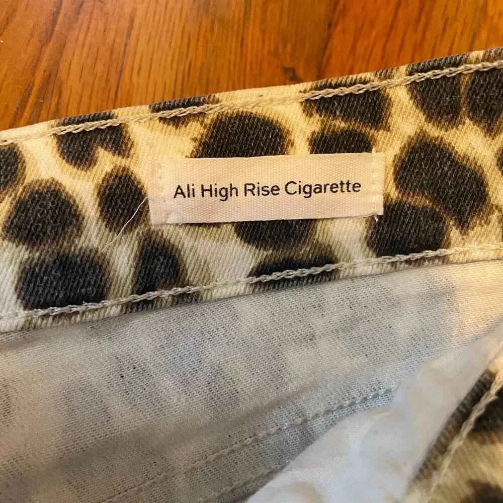FRAME | ali high rise cigarette jeans beige leopard print 30